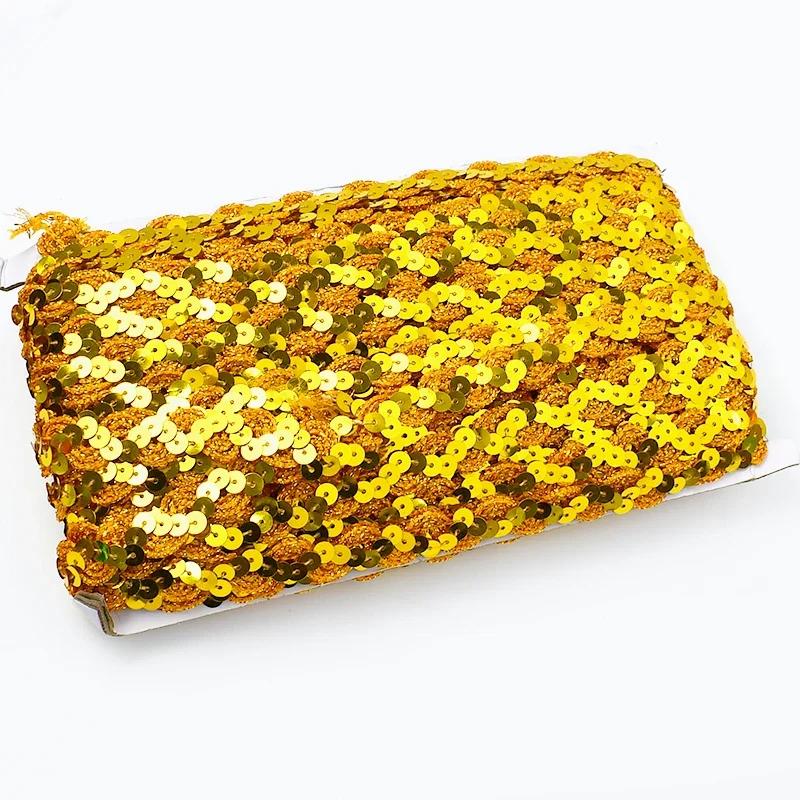 2/5/10M Meetee 15mm Paljettspets Flätat Band Band Kant Sy Kläder Scenklänning Bröllopstejp Dekor Spetsar Tyg Tillbehör