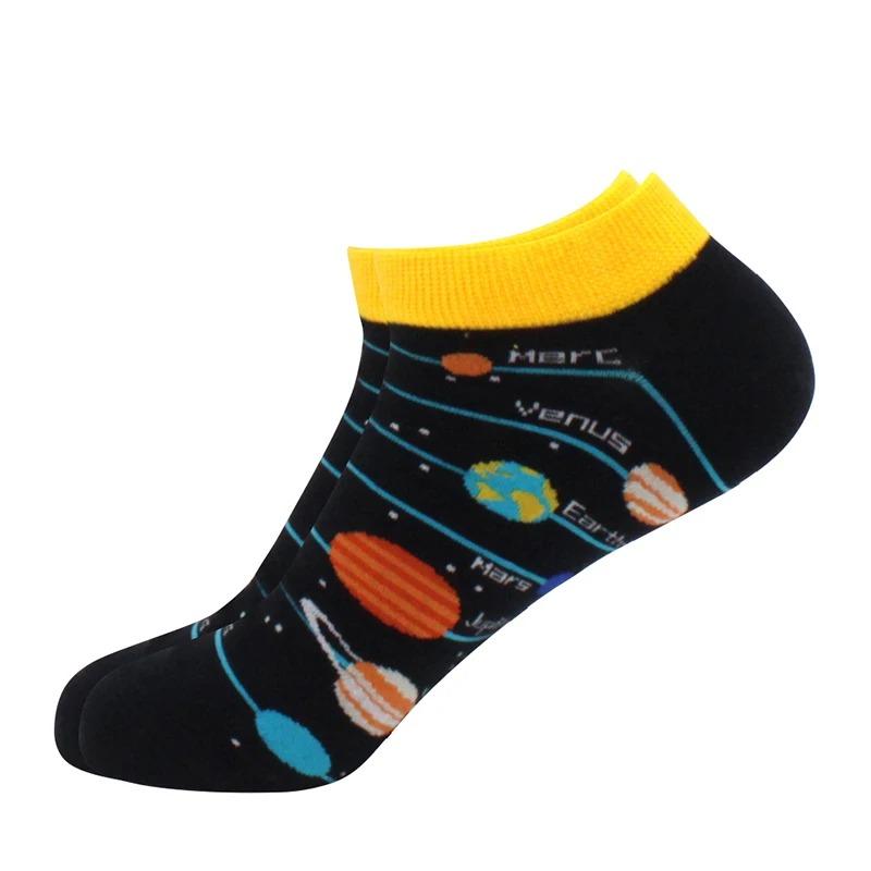 Herrensocken Bootssocken Freizeit Präzisionsbaumwolle Gitter Astronaut Rautenmuster, Skateboard, lustig, Bootssocken