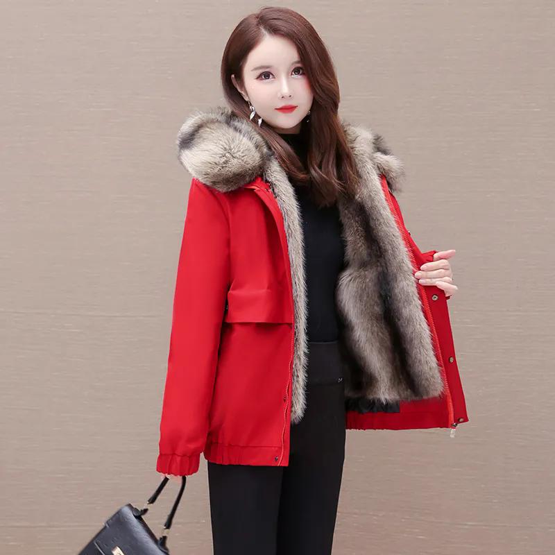 

Зимняя женская парка из искусственной норки, съемная короткая искусственная шуба из искусственного меха, толстая теплая парка с капюшоном 5XL