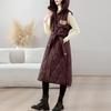 Long over-knee down cotton vest women's fattened enlarged thickened hooded cotton vest fashion vest trendy