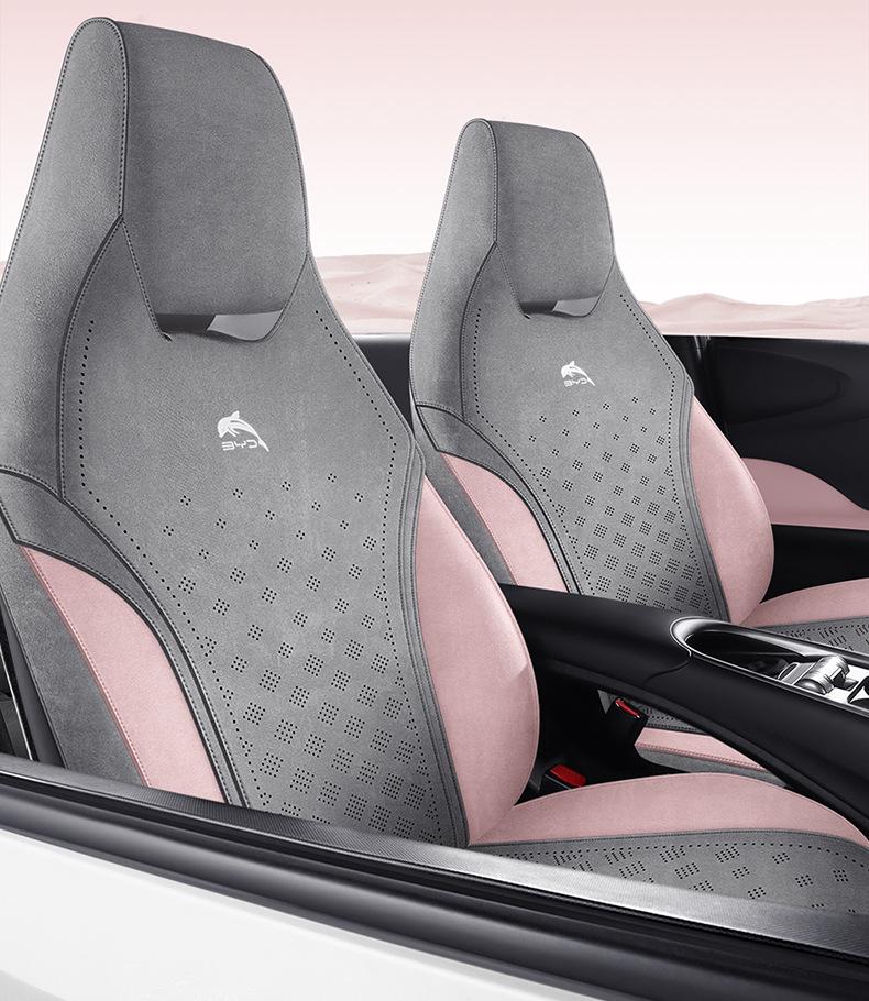 BYD Dolphin Ventilated Seat Cover Set - Premium Full Coverage with One-Piece Headrest for All Seasons.