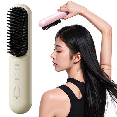 Hair Comb Cordless Straightening Brush with 30s Fast Heat Frizz-Free Smooth Styling USB-C Rechargeable Ceramic Teeth Hair Brush