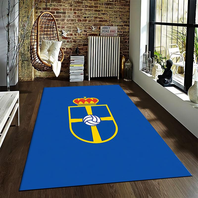 Blue Carpet with Crest Design Suitable As a Non-slip Mat for the Living Room or Bedroom Sofa
