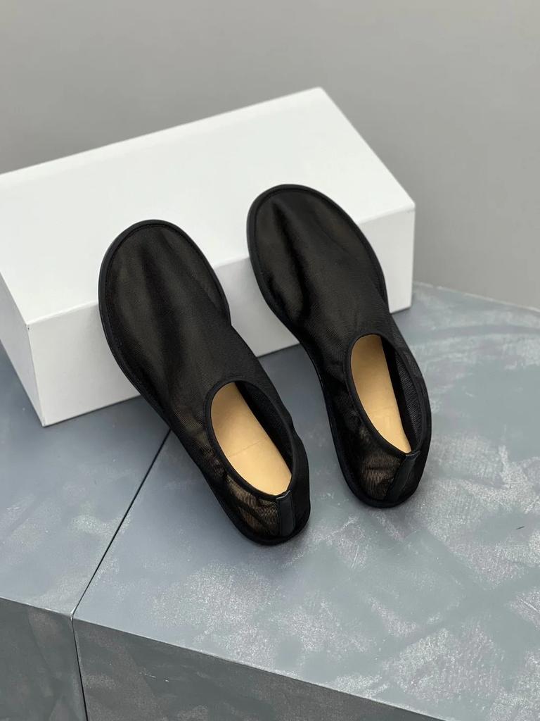 lace mesh flat shoes woman round toe high top summer loafers women air-mesh breathable flats transprent mocasines big size 43