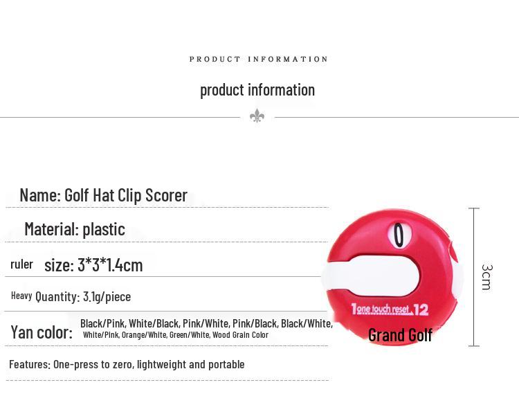 Golf Score Zähler Hut- & Handschuhclip - Ein-Knopf-Reset Turnier Schlagwerkzeug