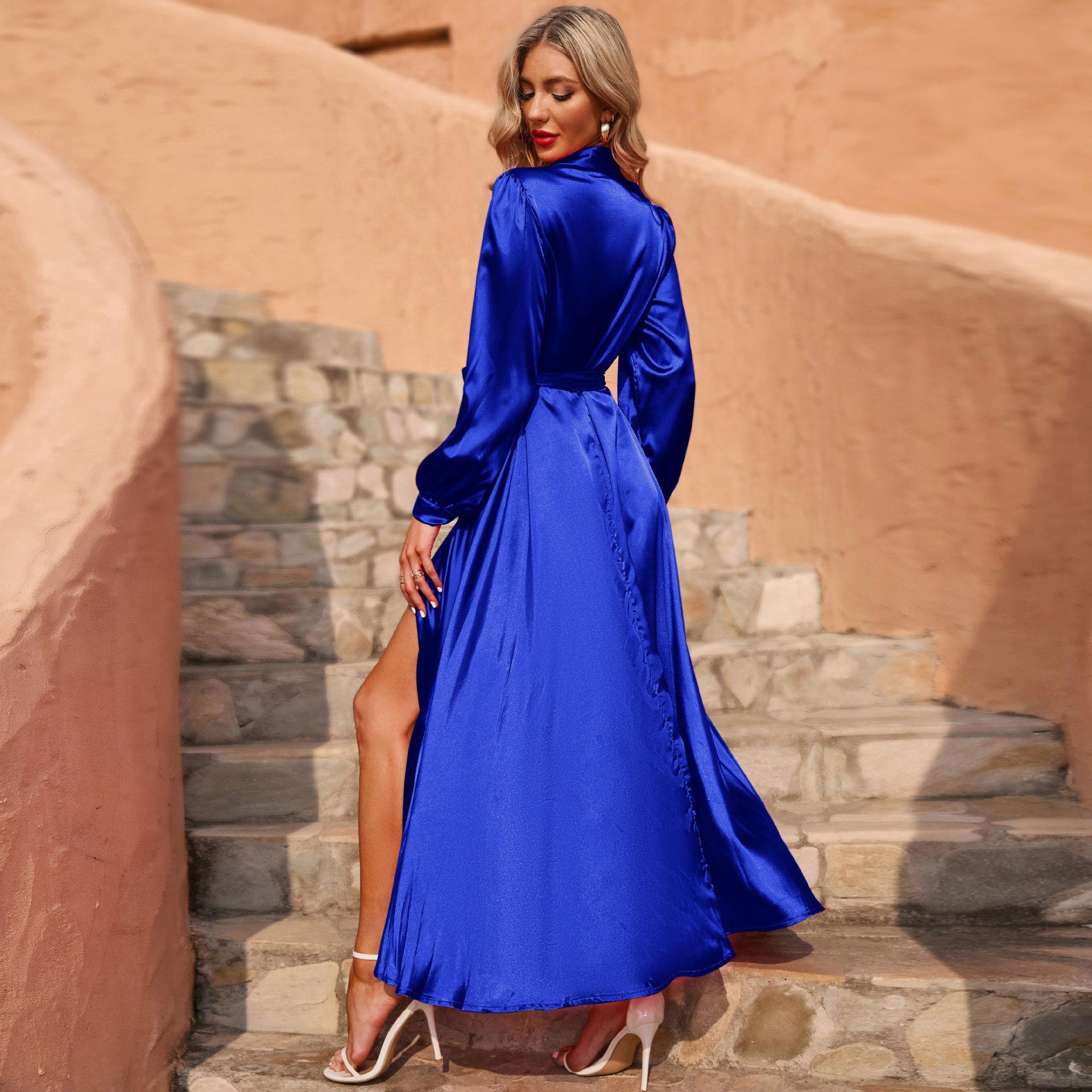 

Новое женское платье-маятник с длинными рукавами и разрезами по низу, новое платье-кардиган со шнуровкой 2XL синий