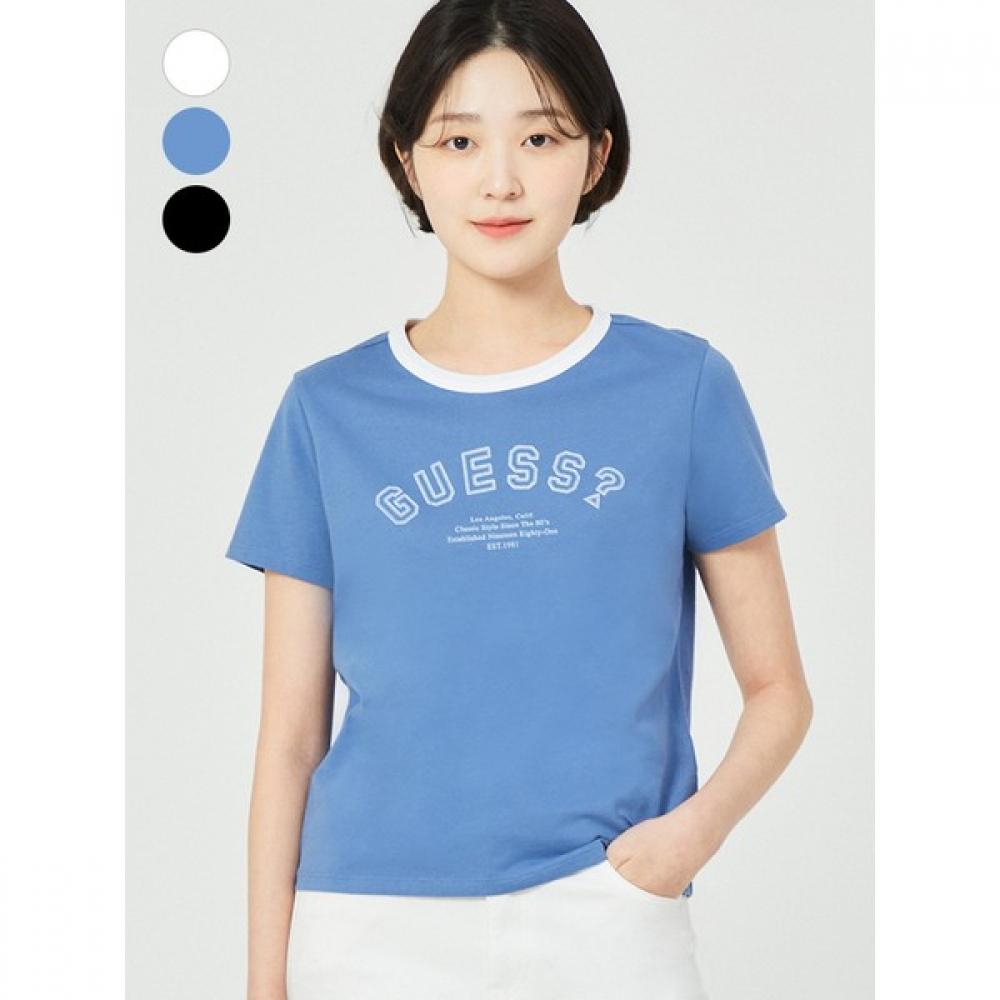 

Guess Женская укороченная футболка с коротким рукавом и логотипом gueSS Central BLK/S