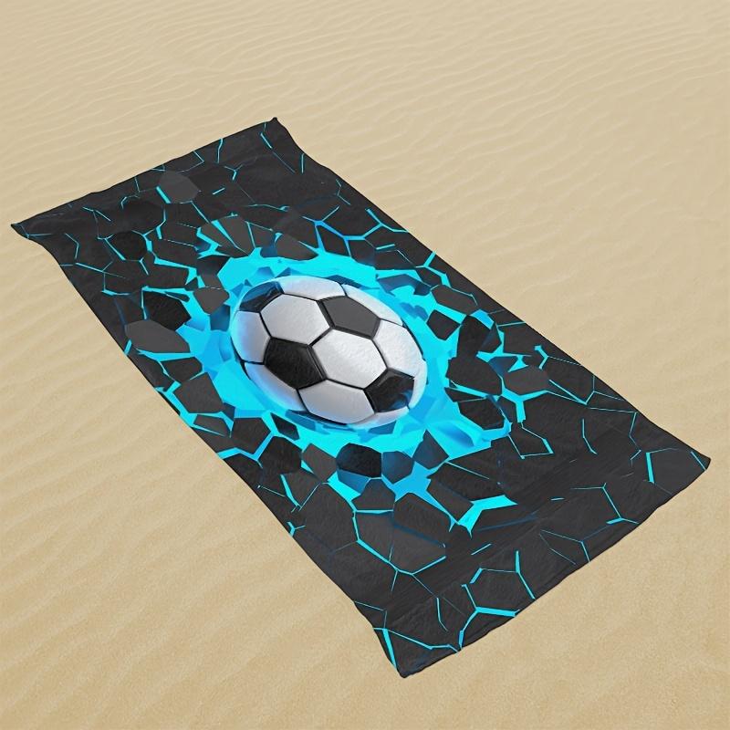 Soccer Ball Breaking Wall Beach Towel 3D Sports Print Soft Quick-Dry Large Bath Towel For Football Fans Gift