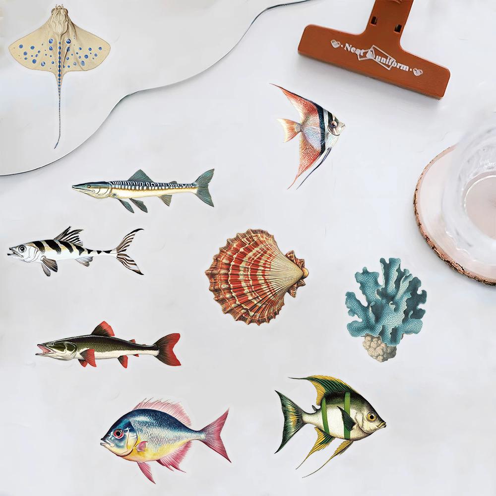 50PCS Marine Organism Stickers Harajuku Creative Skateboard Paper Phone Luggage Waterproof Computer Gifts Paper Chambre