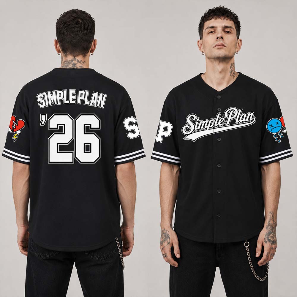 Simple Plan The Bigger Than You Think Tour 2026 Merch Baseball Jersey Short Sleeve Loose Summer Male Tops Button Up Unisex Shirt