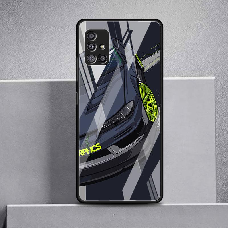 Japan JDM Sport Autos Comic Glas Fall Für Samsung Galaxy A52 A71 A50 A51 A70 A21s A31 A72 A10 A12 A30 A22 5G Telefon Abdeckung