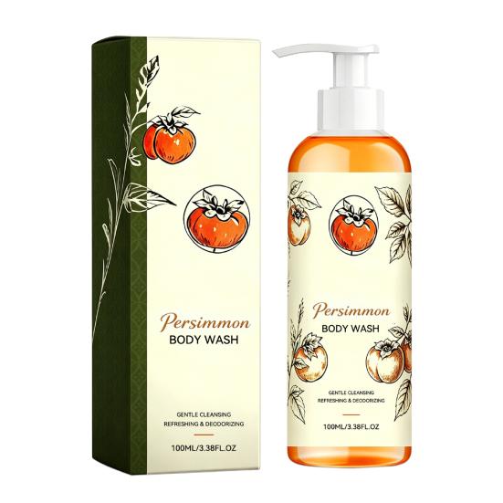 Sensitive Skin Body Wash Persimmon Wash, 100ml Gentle Exfoliating Shower Gel with Fresh Refreshing Fruity Fruit Scent, Deep Cleansing Mild Daily 100ML