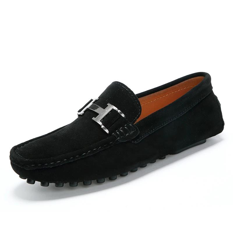 Fashion Classic Mens Loafers Male Summer Soft Shoes Fashion Men's Casual Leather Shoe Suede Casual Flats Breathable Hand-stitching Shoes