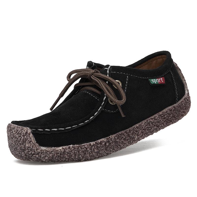 Slip-on Women Genuine Leather Loafers Casual Walking Shoes Elastic Ladies Working Driving Shoes Mother Shoes