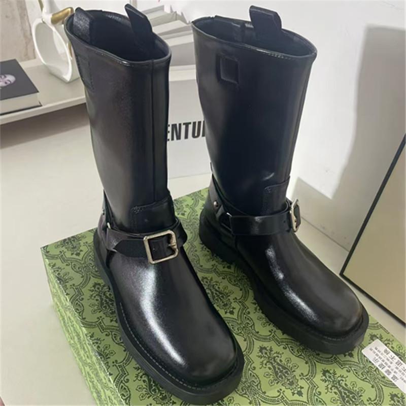 

Мода 2024 Пряжка на ремне Сапоги до колена Женские Плоские Массивные Длинные Сапоги Весна Осень Дизайнерская Обувь Круглый Носок Рыцарские Сапоги Женские 35