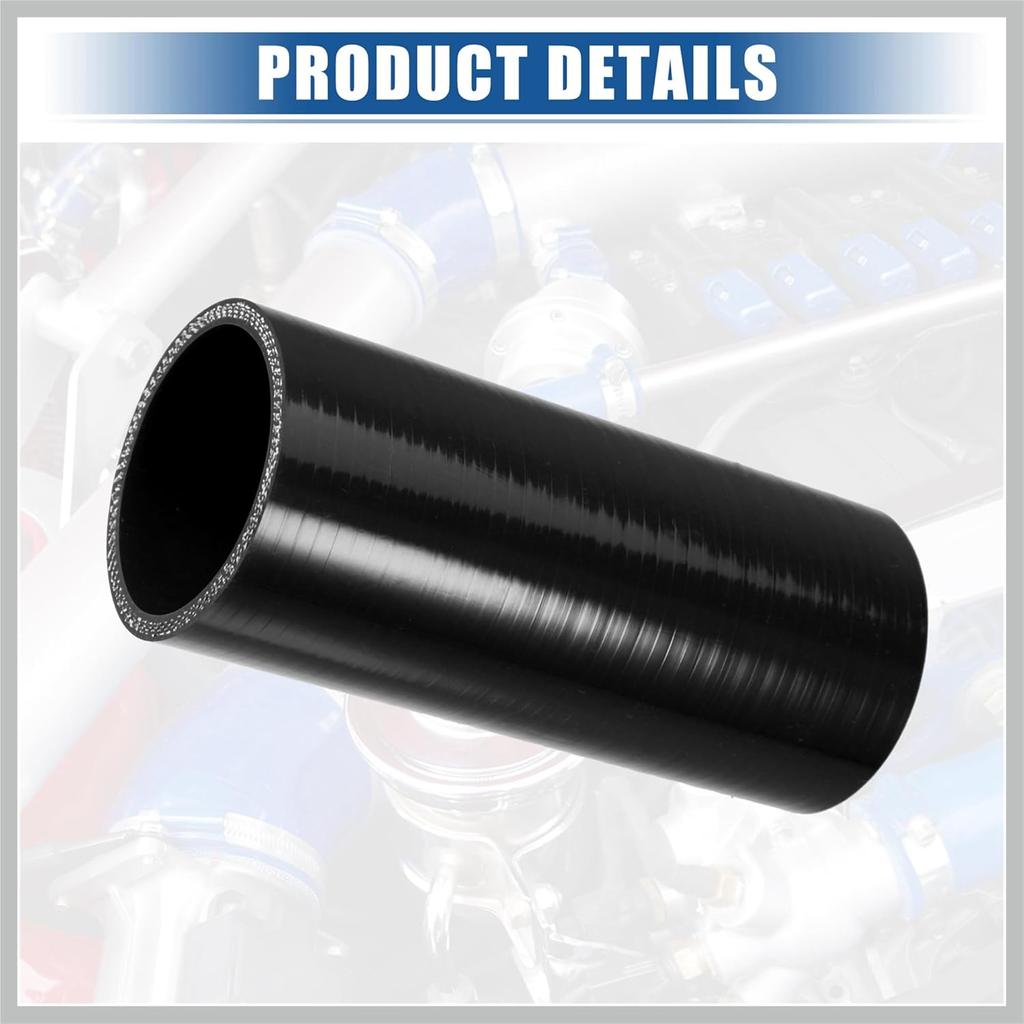 2.25" ID 6" Length 4-Ply Reinforced High Temp Straight Coupler Silicone Reducer Hose Black for Car Intercooler Intake Piping Replacement Car Parts