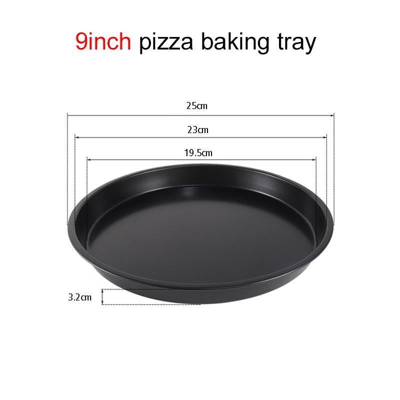 1pc Round Pizza Pan 6/8/9/10Inch Microwave Oven Pan Chip Tray Dish Carbon Steel Non-stick Mold Baking Tool Kitchen Supplies TMZ
