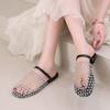 Flat bottom round head two wear bag head drag 2025 summer new French mesh woven hollow sexy temperament cool slippers
