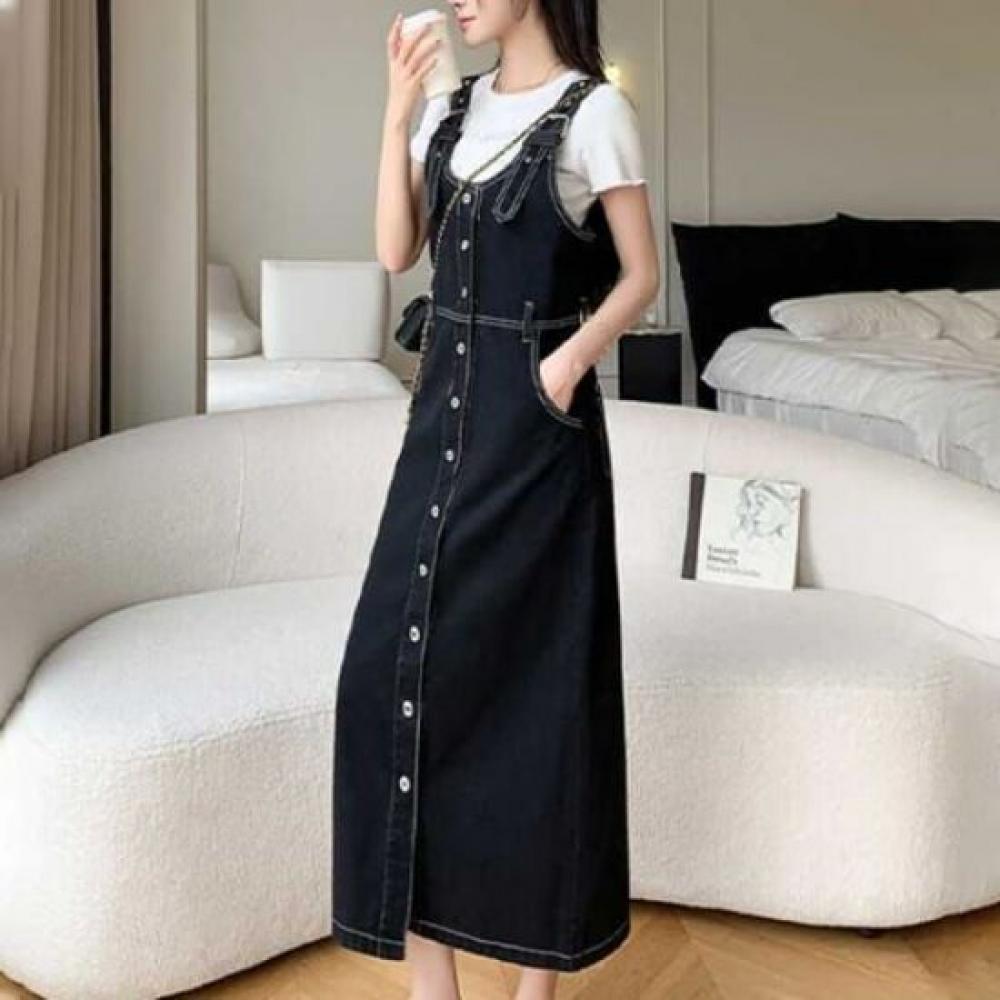 Navava Denim Suspender Skirt No814
