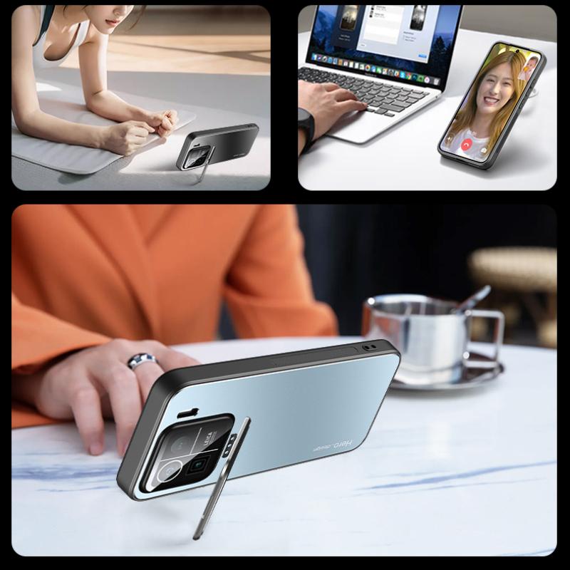 Pentru Xiaomi 15 Pro 14T Husă cu lentile metalice pentru cameră Capac suport invizibil pentru Mi15 14 T 13T Pro 14Pro 14 Civi Husă ultra rezistentă la șocuri mat cu suport