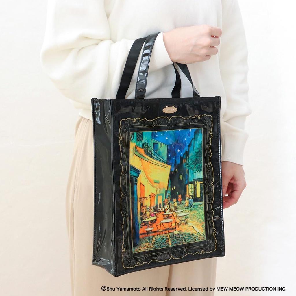 Blooming CAT ART Zippered Tote Night Cafe Terrace by Vincent Van Bag, Nacht, Women's, 001289-0004-01