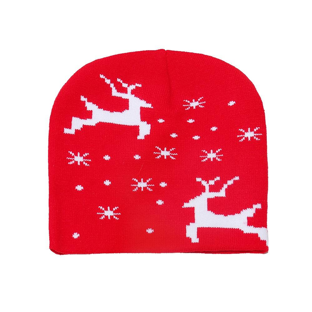 Reindeer Red Knitted Woolen Hat Christmas Tree Pullover Cap Santa Claus Beanie Hat  Women