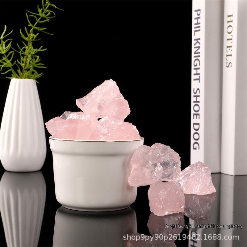 Difusor de Aroma de Cristal de Quartzo Rosa e Ornamento de Vaso de Flor para Aquário