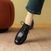 Basic Women Pumps Round Toe Mature Genuine Leather Office Lady Shoes Woman Lace-Up Thick Heels 2024 Spring Summer New Boots