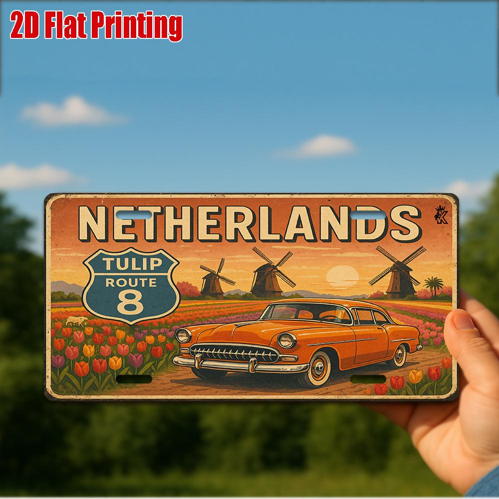 D Flatpc Vintage Metal Sign Only for Decoration Outdoor Wall Art (  ) NETHERLANDS Aluminum Sign Retro Travel