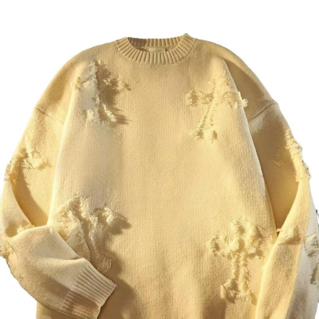 Men's Retro Japanese Style Round Neck Sweater in Autumn/Winter Trendy High Street Fashion.
