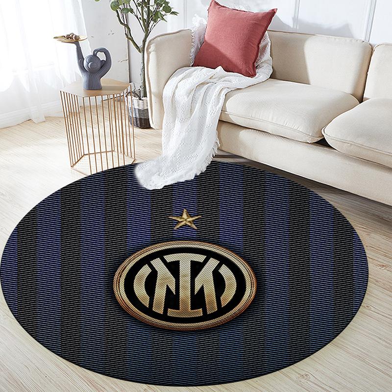 Football Club Internazionale Milano Round Area Rug,Carpet Rug for Living Room Bedroom Sofa Playroom Decor,Non-slip Floor Mat
