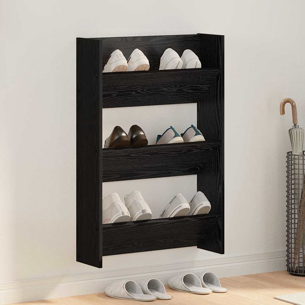Shoe Cabinet Black Oak Effect 60 x 18 x 90 cm Engineered Wood