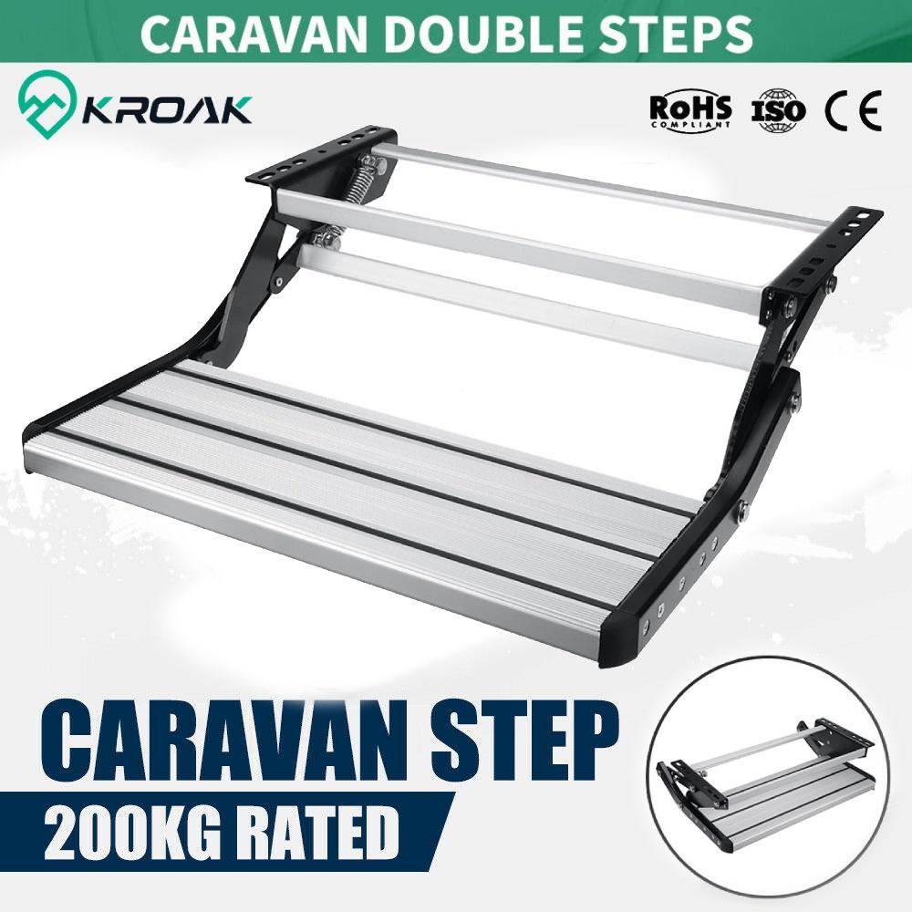 Aluminium Steel Manual Caravan RV Camper Motorhome High-strength Carbon Steel New Single/Double Pull Out Step