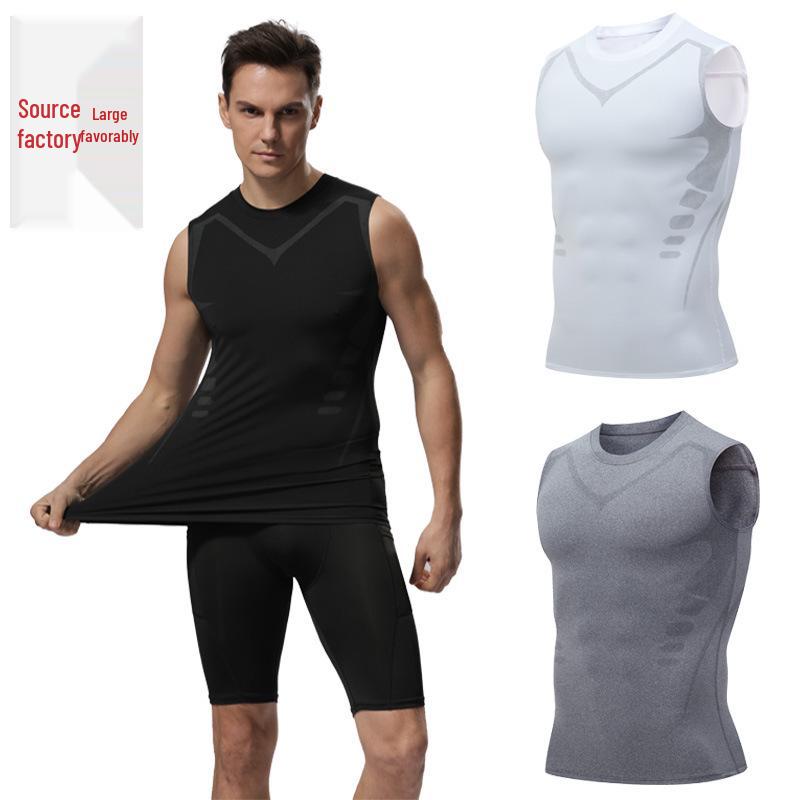 Men's Quick-Dry High-Elastic Sport Vest - Short-Sleeved Tight-Fit for Fitness, Basketball, and Running