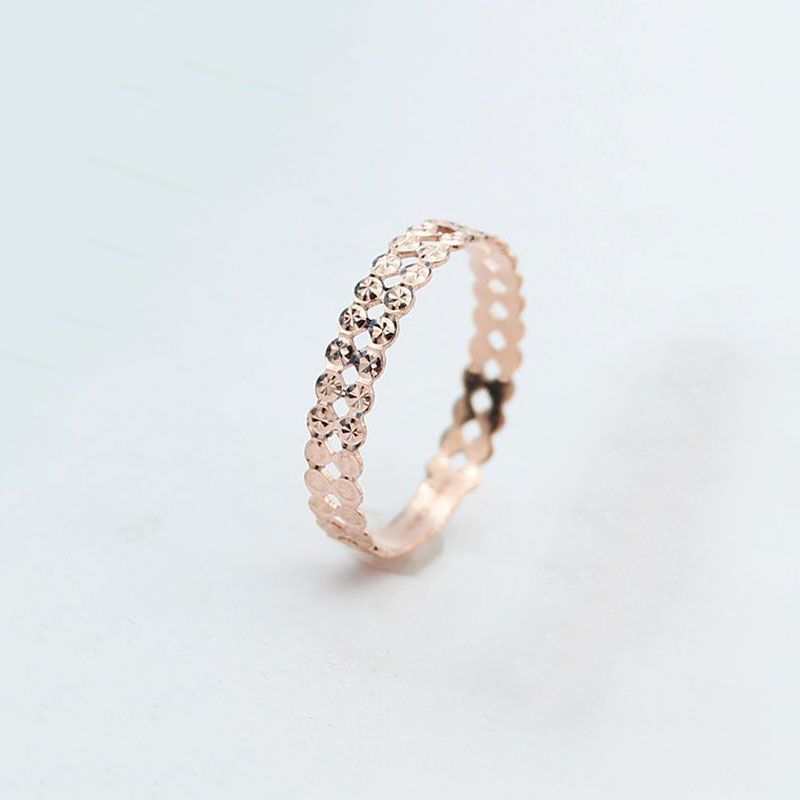 Rose Gold-Plated Purple Gold Pattern Round Ring Temperament Opening Adjustment Ring Jewelry