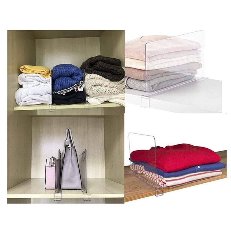 1/2/4pcs Acrylic Dividers Shelf Divider for Closets Organizer Shelf Dividers Closet Separators Bookcase Shelf Divider