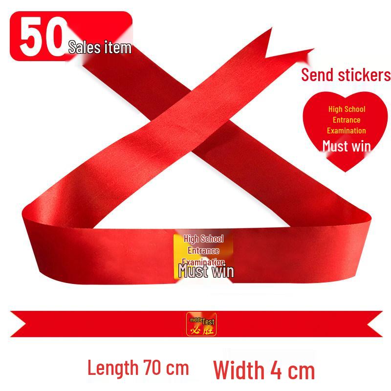 Custom 'Go for it' Headband & Wristband Set: Perfect for School Entrance Exams and Sports Meets - Red Ribbon Design