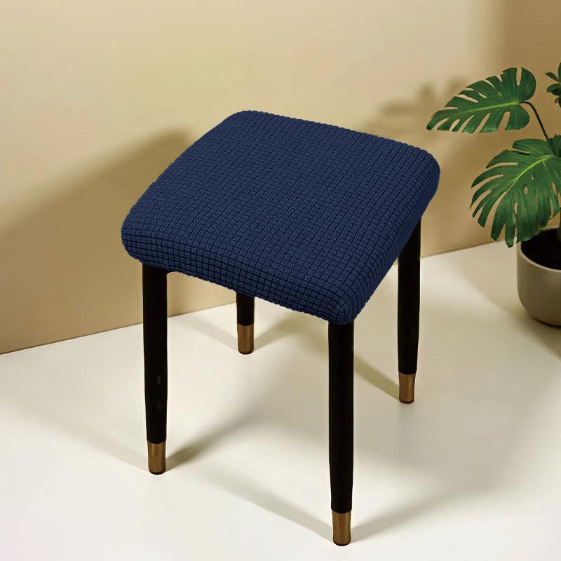 Jacquard Square Stool Covers Elastic Dust-proof and Anti-slip Stretch Chair Cover Solid Color Geometric Pattern Seat Cover