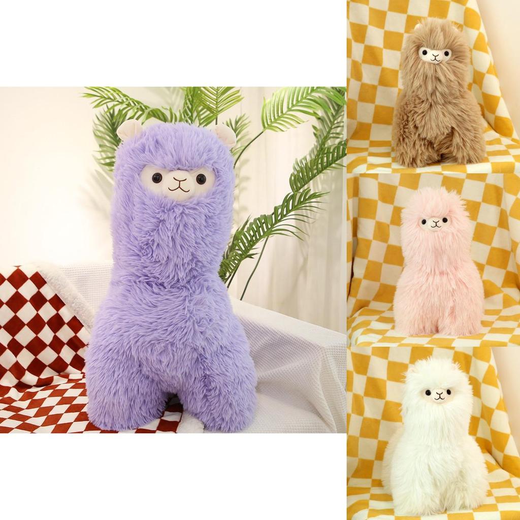 Cute Fluffy Alpaca Plush Toy White Brown Pink Purple Sofa Cushion Gift 40cm/50cm/80cm