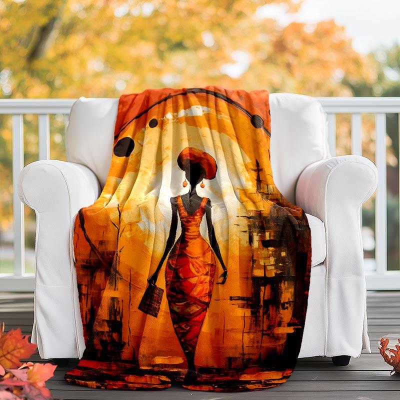 1pc African Ethnic Women Printing Lightweight Flannel Blanket, Comfortable and Warm Blanket,  Sofa Bed and Couch Office, Suitable for Gift Blankets