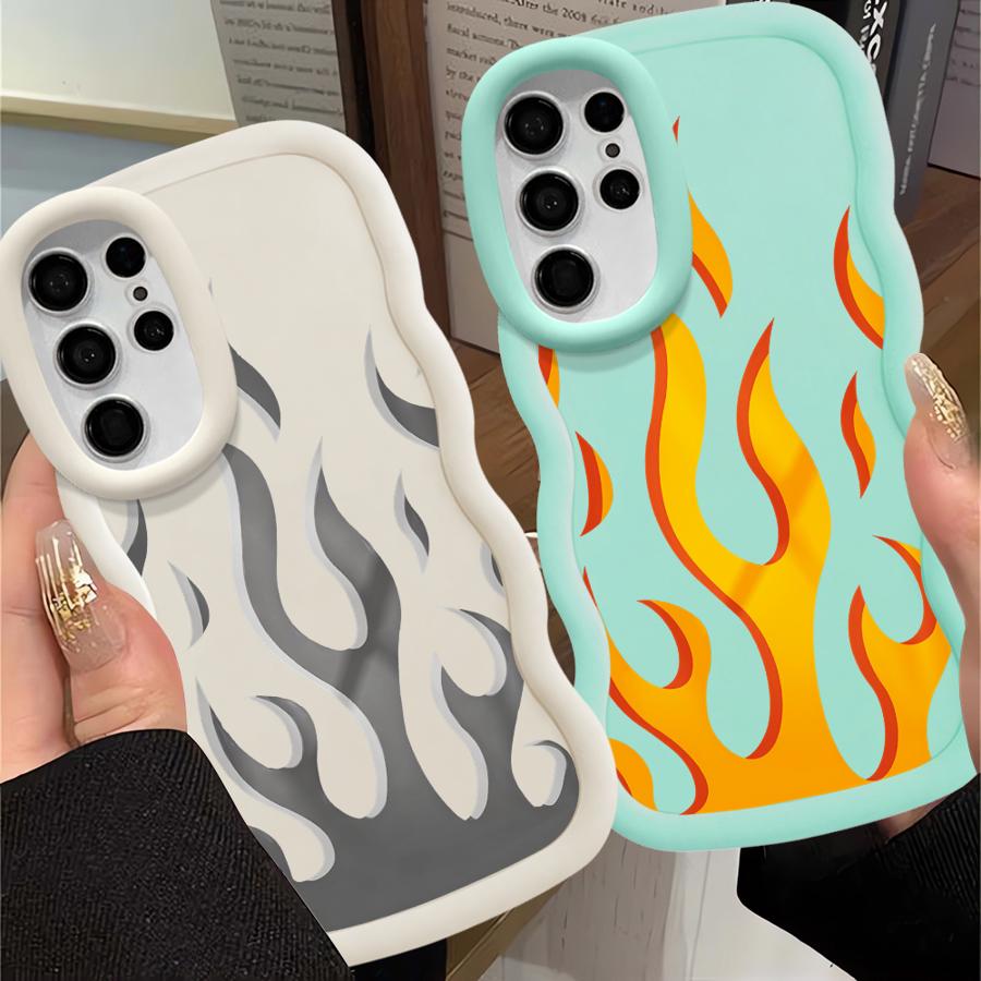 Case for Samsung Galaxy S23 Plus S21 S22 Ultra S20 FE A26 S24 A25 S25 Soft Phone Cover A54 A55 A24 A36 A35 A34 Creative Flame