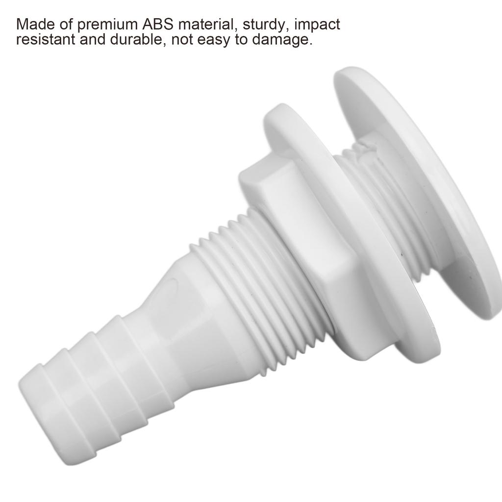 Boats Fitting Drain Scupper Thru Hull Fitting Boat Through Hull Connector 3/4in ABS Plastic Hose Coupling Drain Outlet Accessory