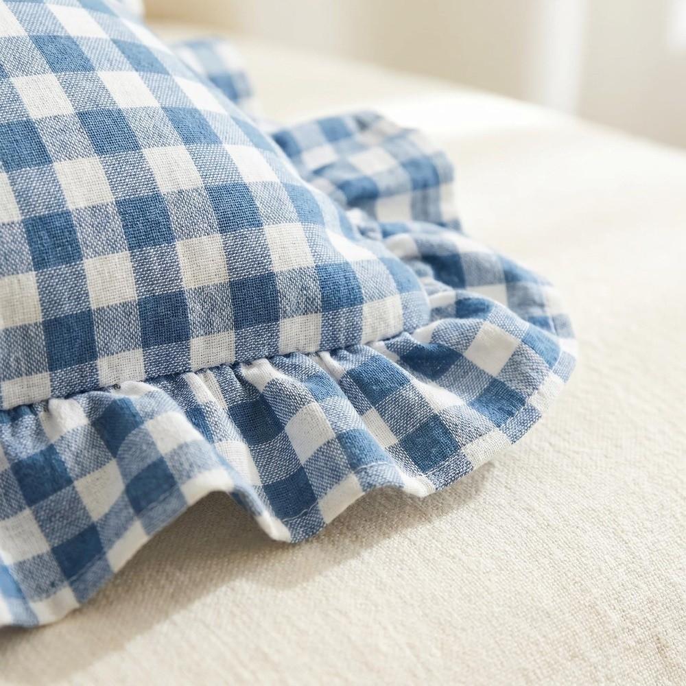 30x50cm Plaid Cushion Cover Square Shape Piping Pillowcase Ruffled Cushion Cover Living Room Decor