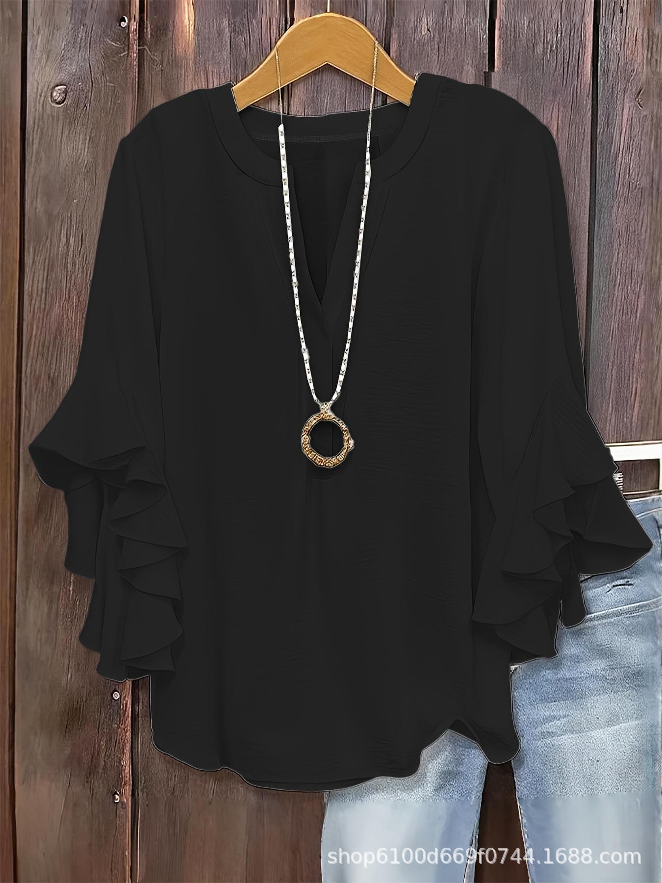 

Женская футболка большого размера однотонная - Коллекция Весна/Лето/Осень 2XL чёрный