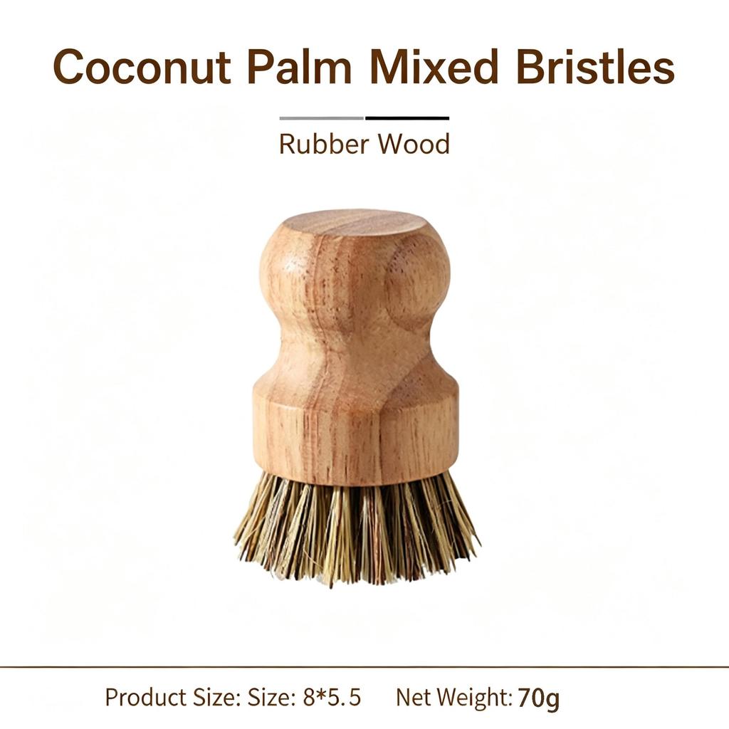 Natural Solid Wood Kitchen Cleaning Brush Dual Bristle Fruit Vegetable Scrub Brush Dish Pot Sink Scrubber with Hanging Rope for Potato Carrot Cookware