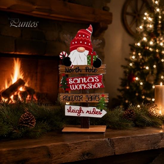 Christmas Decorations for Fireplace Table Decoration, Rustic Wooden Tabletop Sign, Vintage Farmhouse Decorative Desktop Plaque Holiday Party