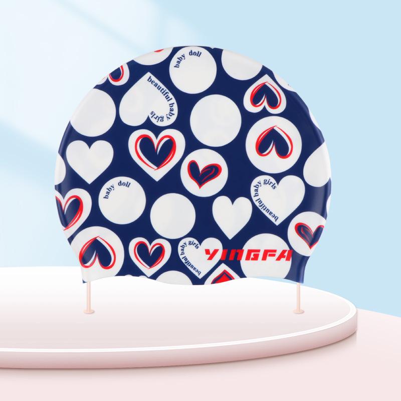 Yingfa Unisex Fashion Elastic Silicone Swim Cap with Long Hair Ear Protection - Lightweight, Non-Constricting, Waterproof Design