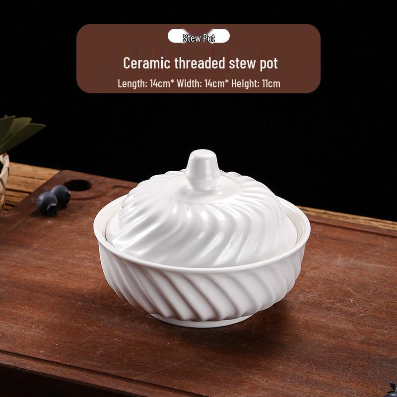 Keramik-Doppelkessel-Schmortopf mit Deckel für Suppe, Vogelnest und gedämpfte Eier