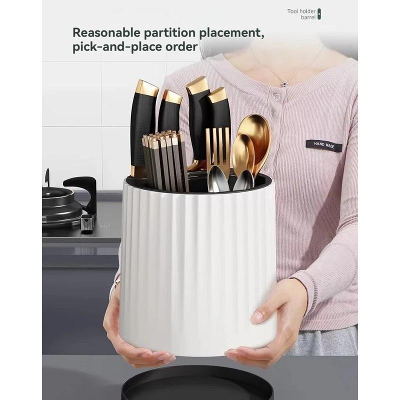 Rotating Knife Holder, Multifunctional Rotary Knife Holder, Removable Sticks, Cutlery, Utensils, Storage Tank, Kitchen Tool