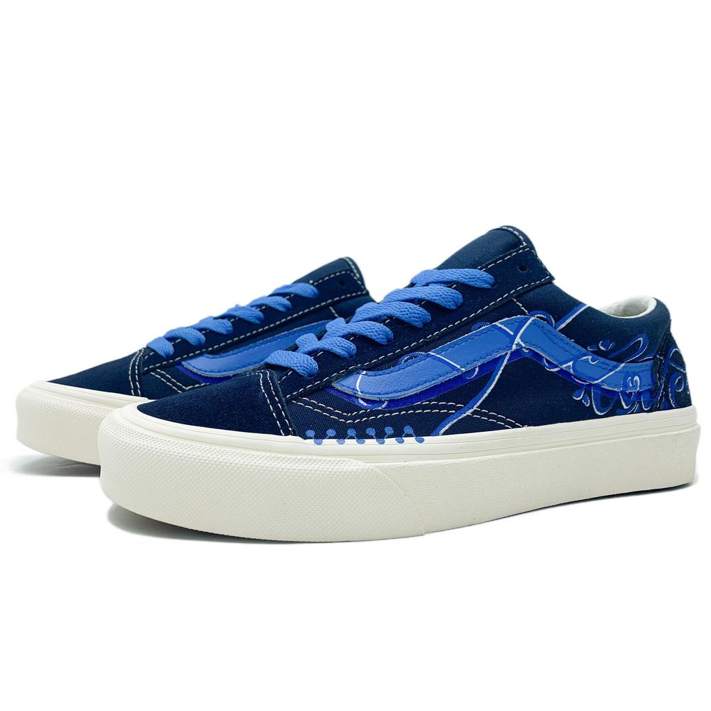 Vans Style 36 Lightweight And Breathable Low top Skateboard Shoes Unisex Blue White VN0A3DZ3RFL(Team188-)